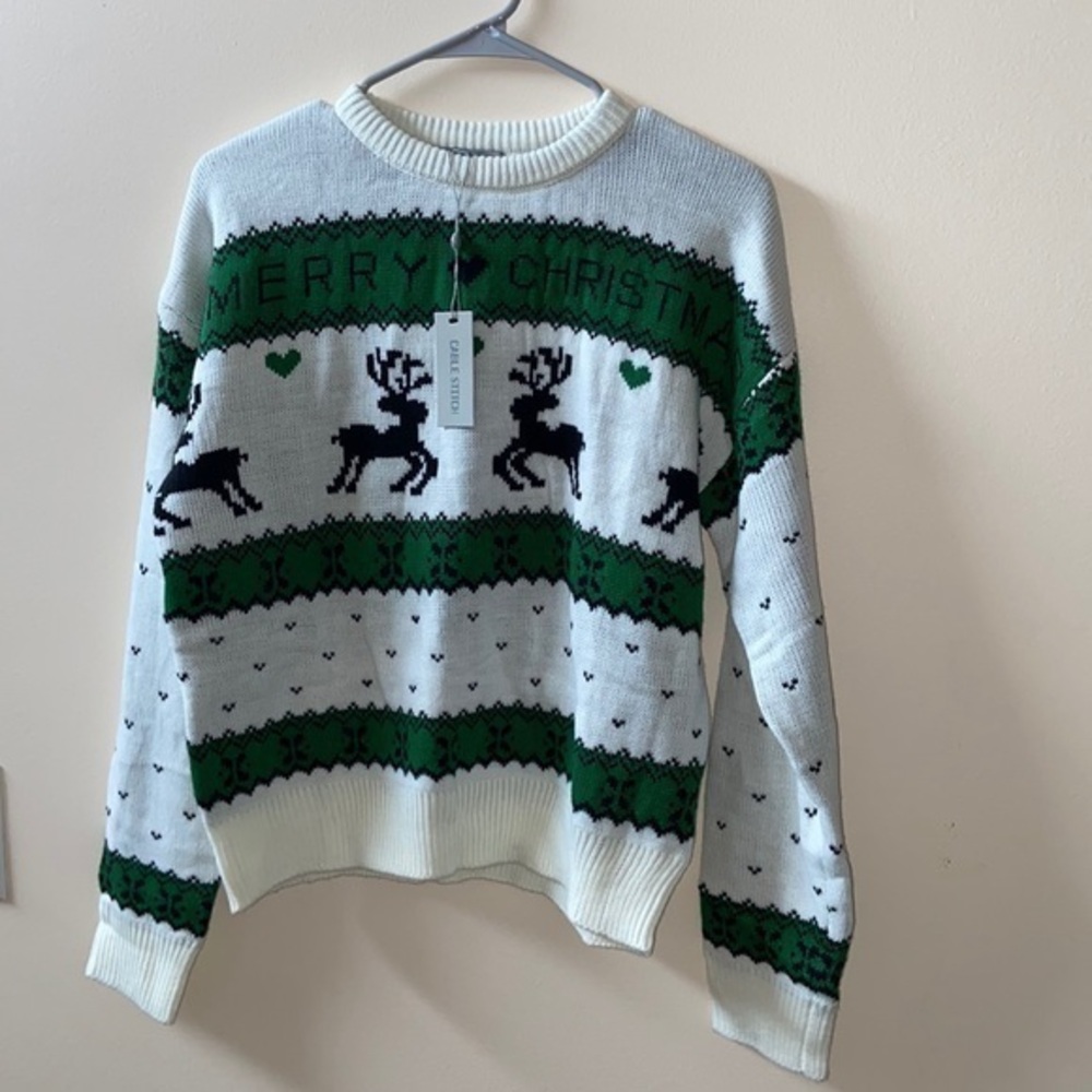 cable stitch christmas sweater size XS